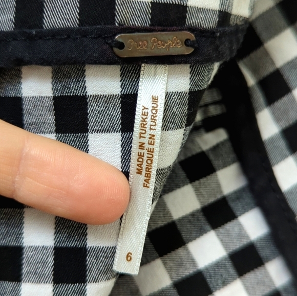 Free People Modern Femme Novelty Gingham High Waisted Bodycon Mini Skirt Black 6 - Picture 7 of 9
